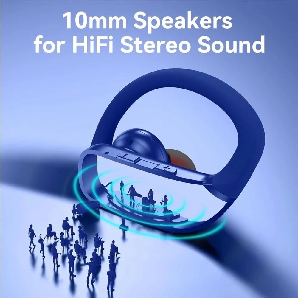 Wireless Earbuds Bluetooth w 80H Playtime LED Display Case, Over-Ear Hook w Mic - Picture 5 of 9